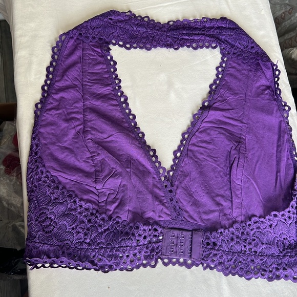 PLUS PURPLE LACE HALTER STRETCH BRALETTE 1X 2X 3X - Picture 6 of 15